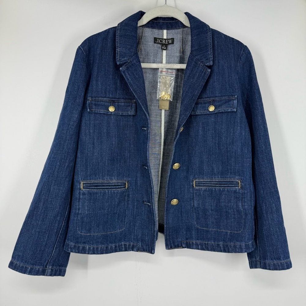 NWT J. Crew Denim Blazer Jacket Sz 14 - Picture 12 of 13